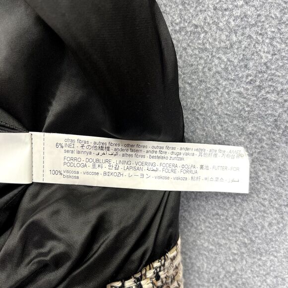 Zara Blazer Cropped Women Medium black beige Plaid Tweed Jacket Blogger Favorite - Picture 13 of 16